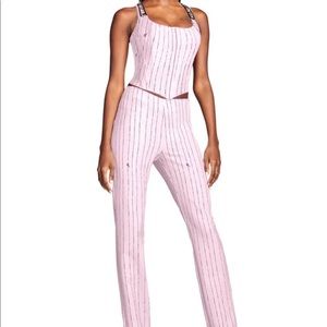 NWT IAMGIA Pinstripe Dominque Pants Pink Xs